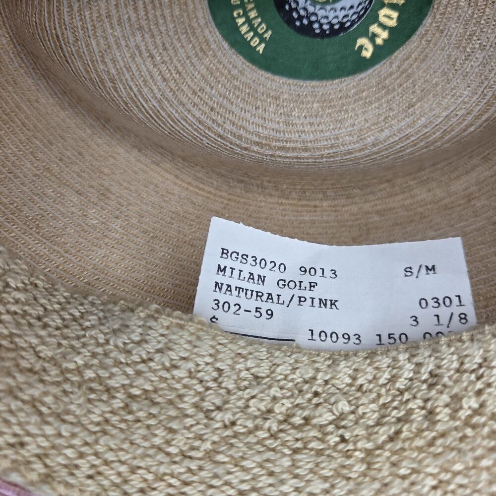 NWT Biltmore Milan Golf Hat Pink Tan Straw Derby Resort Hat Small - Picture 9 of 10